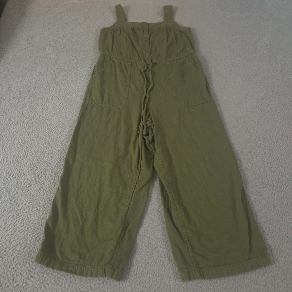 Old Navy Jumpsuit Womens M Petite Olive Wide Utility Sleeveless Cotton Pocket